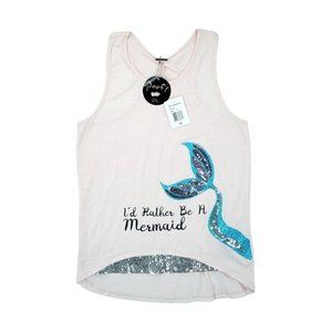 NWT Poof Apparel Girls XL Basic Light Pink Tank Top ~ Sequin Mermaid‎